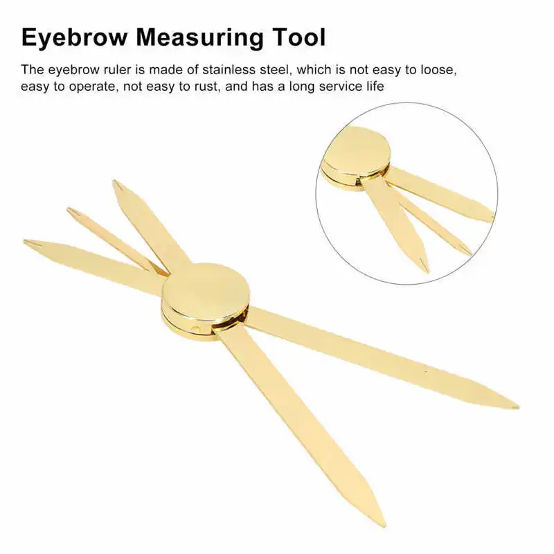 Compass Eyebrow Brow Ruler Adjustable Accurate Positioning Stainless Steel Material Gold Compass Design Brow Measuring Tool