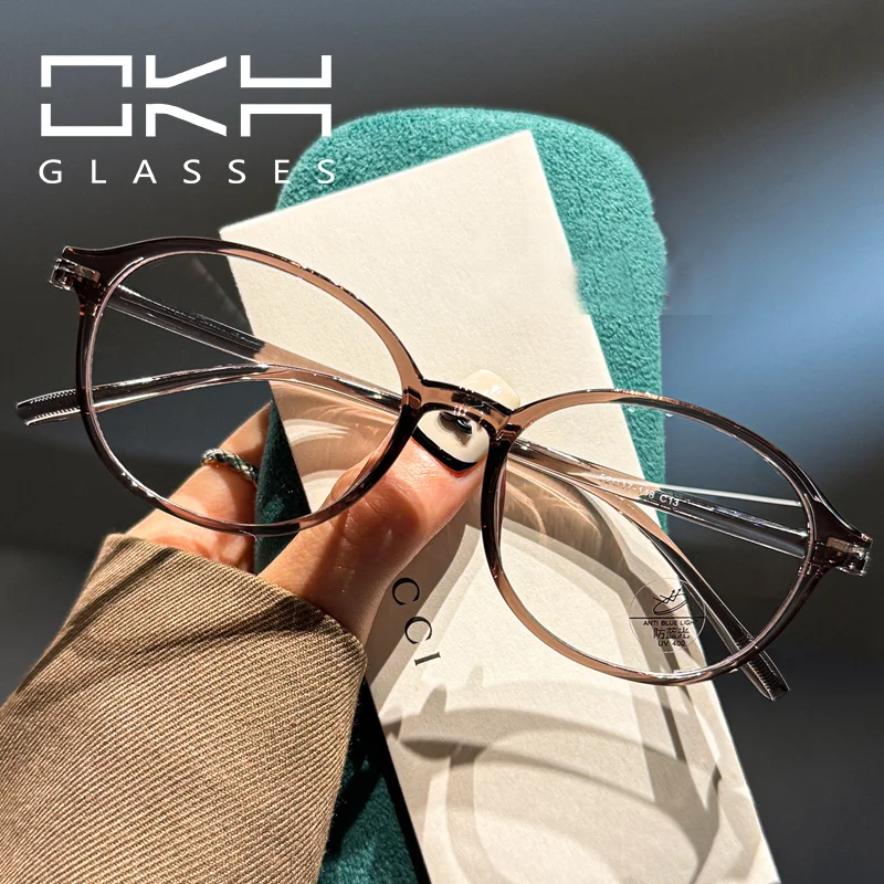 

Очки для зрения OKH TR90 в овальной оправе для мужчин, на заказ, для коррекции близорукости, легкие, с защитой от синего света