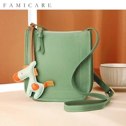2025 New Women's Genuine Leather Shoulder Bag Female Fashion Simply Messenger Leisure Solid Color Bucket Bag For Ladies