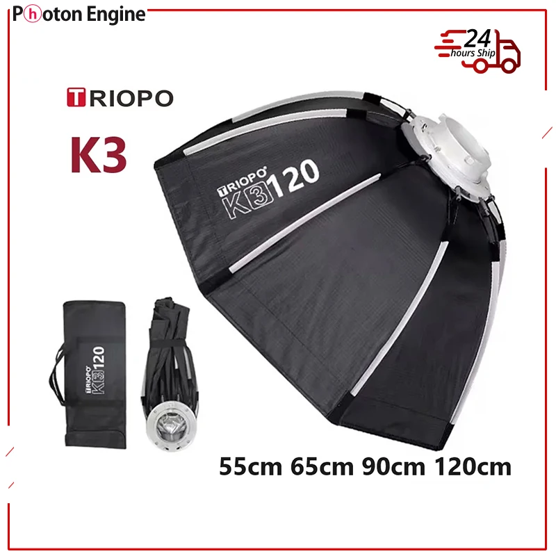 TRIOPO K3 Series 55cm 65cm 90cm 120cm Quick-Setup Octagon Softbox Bowens Mount for Godox Aputure Sokani Studio LED Video Light