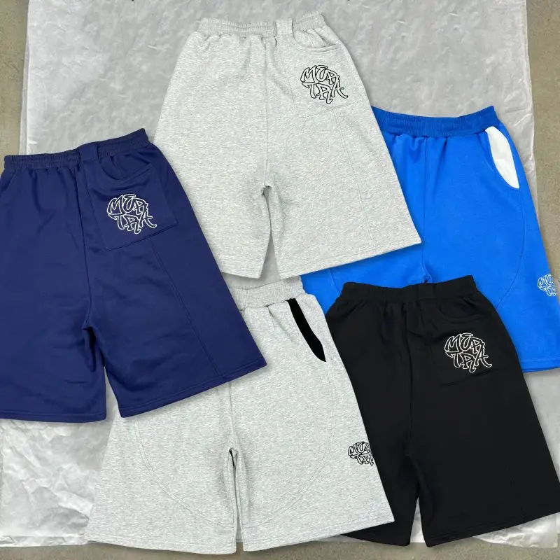 

Высококачественные шорты с вышивкой логотипа Mertra, повседневные, уличные, хлопковые, с карманами, контрастными вставками, флисовые, унисекс