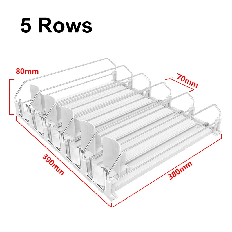 

Drink Organizer Fridge-White Automatic Pusher 5、6 Rows Glide Soda Dispenser For Fridge-Holds Up To 30 Cans