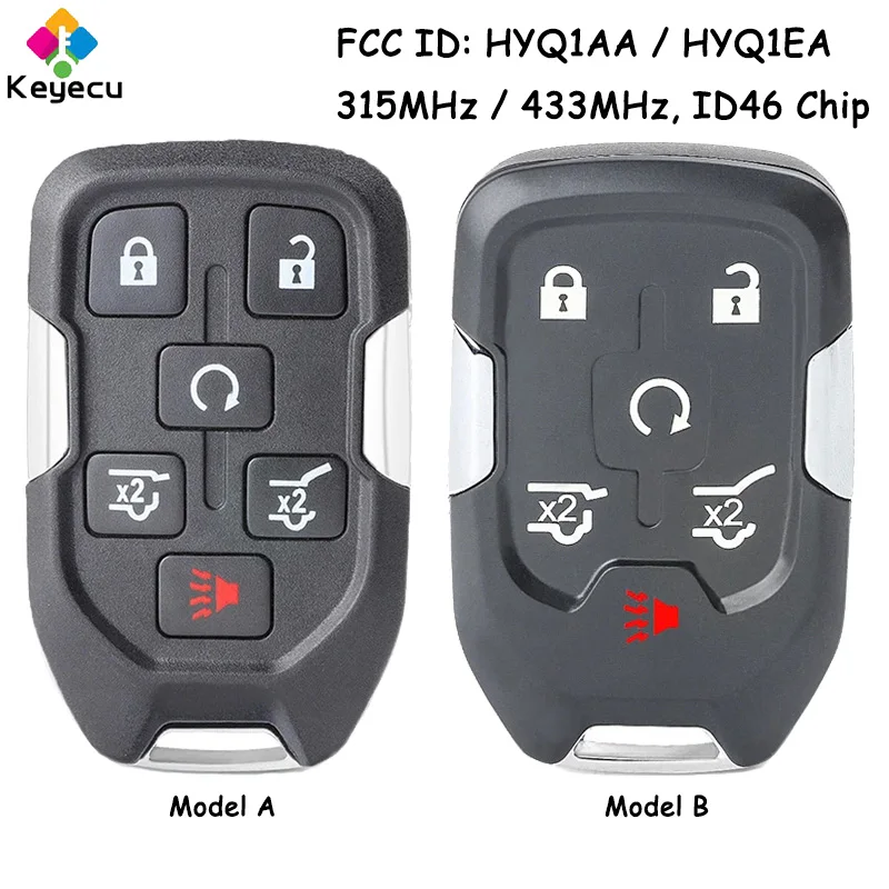 KEYECU Inteligentny zdalnie sterowany kluczyk samochodowy z 6 przyciskami do GMC Yukon Yukon XL Denali 2015 2016 2017 2018 2019 2020 Fob HYQ1AA