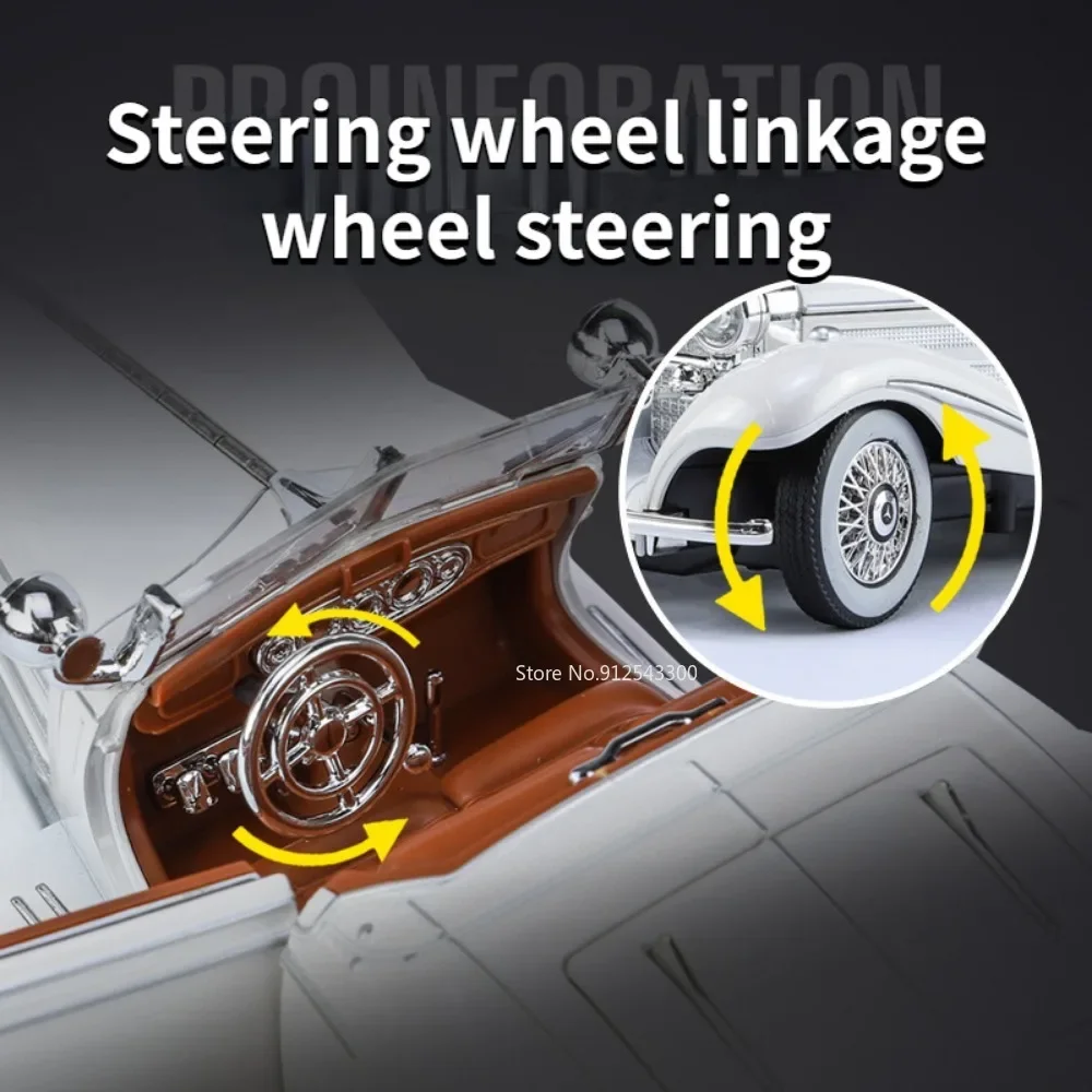 1:24 500K 300SL Oldtimer Modell Spielzeug Simulation Sound Licht Zurückziehen Legierung Diecast Fahrzeug Modelle Jungen Geburtstag Sammlungen