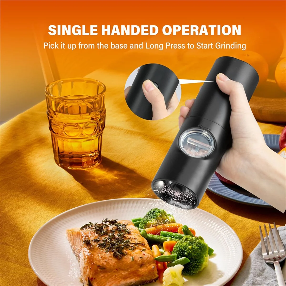 Electric Salt and Pepper Grinder Set, Single Hand Adjustable Coarseness, Battery Powered with Stand, Seasoning Tools HOT