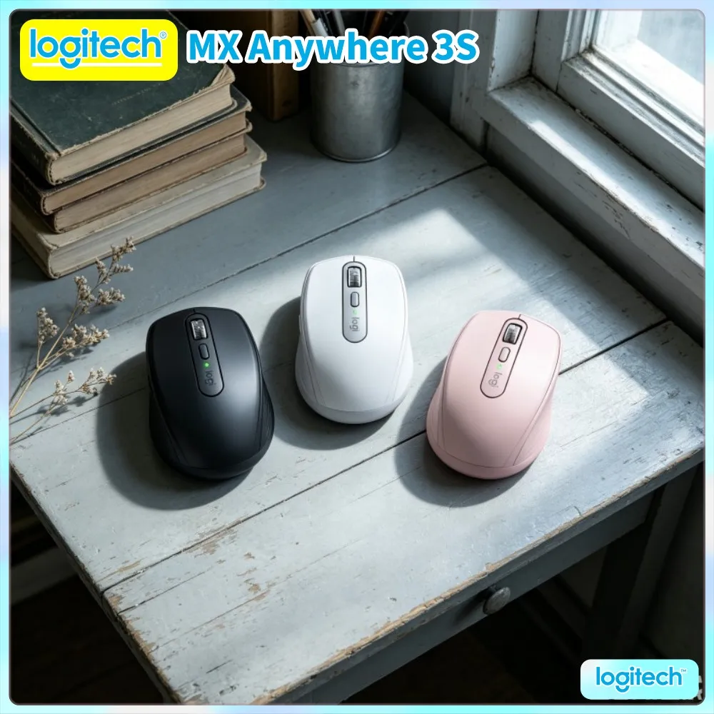 Durable Logitech MX Anywhere 3S Mouse - 8000 DPI, Magspeed Scroll, Silent Click, Travel-Ready Design For Business Trip