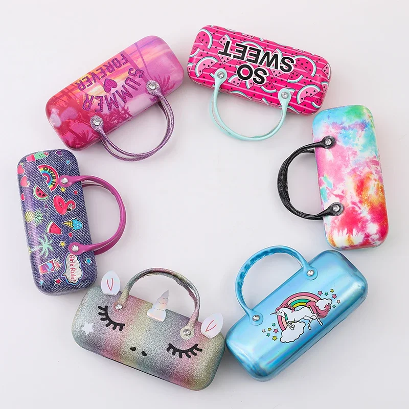 Cartoon Cute Pattern Folding Glasses Cover for Men and Women PC Leather Sunglasses Cover Fashion Portable Glasses Case