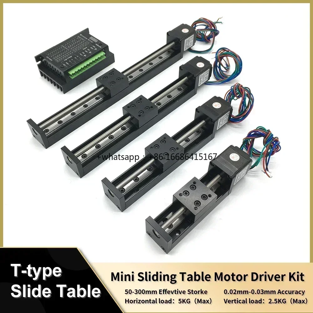 

X Y Z Axis Motorized Slide Table T-type Linear Guide Rail Stage CNC Mini Sliding Table Motor Drive Kit Electric Linear Stage
