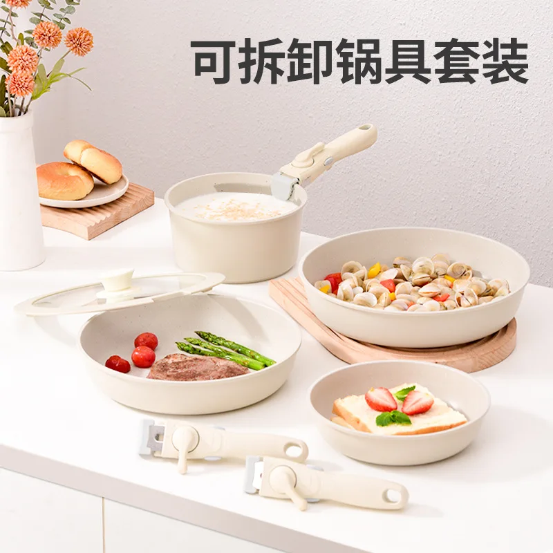 High Appearance Level Detachable Handle Pot Maifan Stone Pan Outdoor Set Pot Portable Pot with Camping Cookware Wok