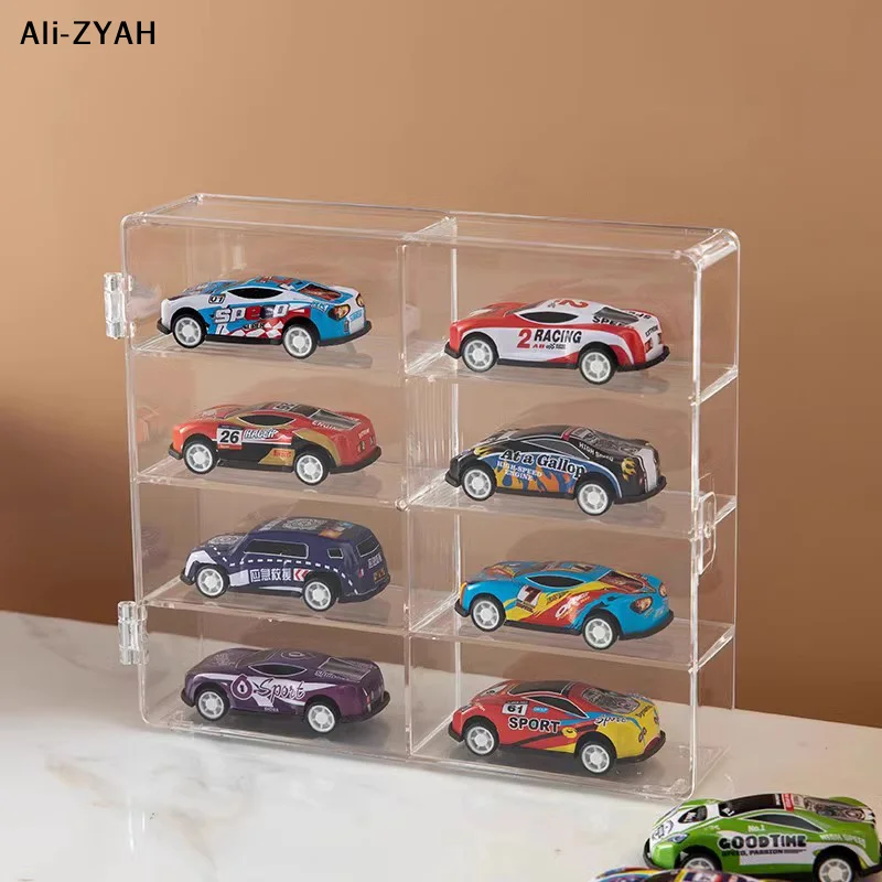 1 Piece Car Non Punching Adhesive Wall Transparent Storage Box 1:64 Acrylic Car Display Box For Car Model Toy Cabinet Rack