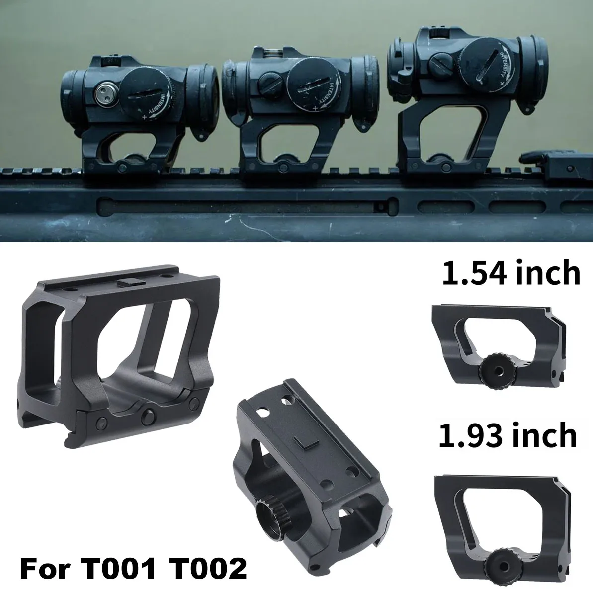 

New 1.54" 1.93 Inch Aluminum T02 Scope Mount R5 T002 T001 Red Dot Sight Easy Installation Adjustable Quick Detach Scope Mount