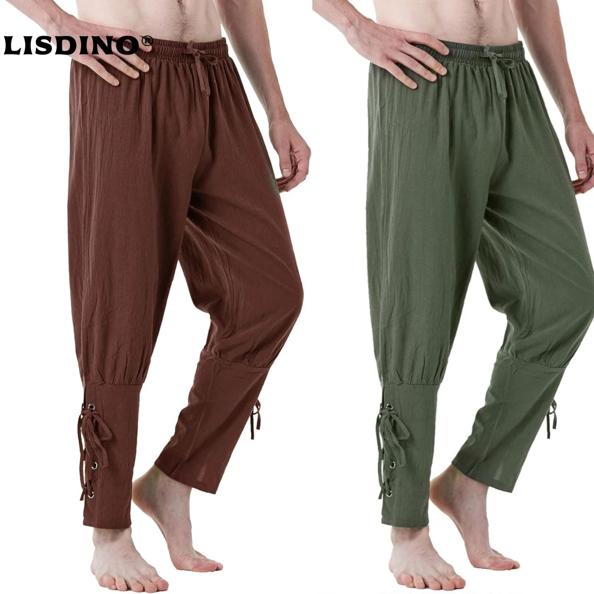 

Men's Pure Cotton Vintage Ankle Banded Pants For Renaissance Pirate Viking Medieval Halloween Costume