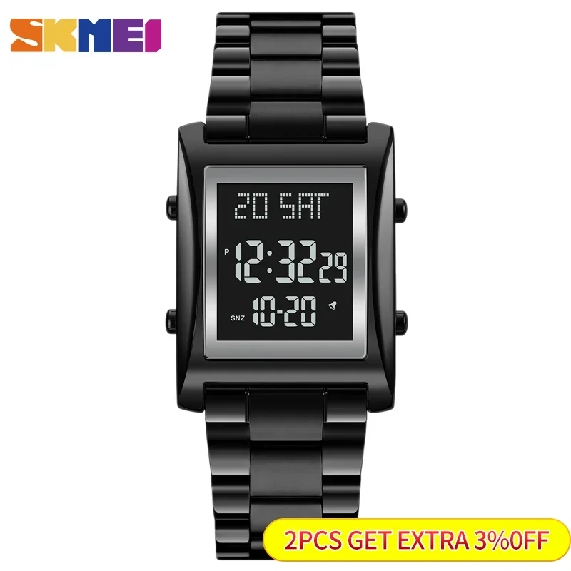 SKMEI 1812 All Steel Electronic Men Watch Luxury Business Countdown Waterproof Sport Digital Wristwatches Men Clock 1879 reloj