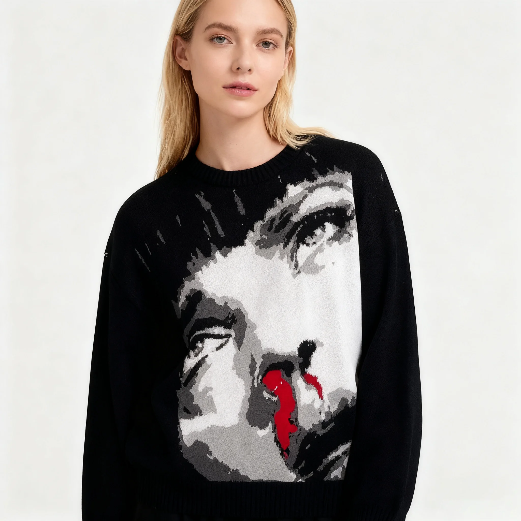 

Solid Knitted Pattern Pullover Women Elegant O-neck Long Sleeve Loose Short Sweater Winter Lady Daily Street Knitwear 2025