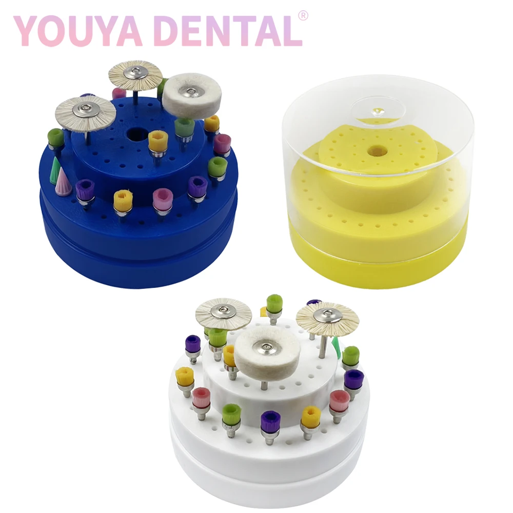 투명 커버가 있는 원형 치과용 버 거치대, 오토클레이브 멸균기 버 블록, 치과 실험실 치과 도구 플라스틱 케이스, 60 홀  Best5