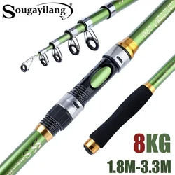 Sougayilang 1.8m-3.3m Telescopic Fishing Rod Super Strong Glass Fiber Travel Rod for Freshwater Saltwater Bass Fishing Pesca