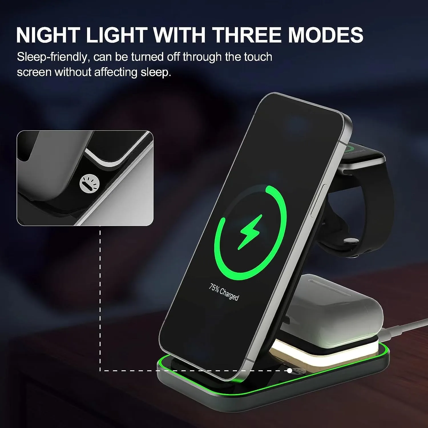 3 in 1 Wireless Charging Station for iPhone 14 13 12 11 X 8 15W Fast Charger Stand for iWatch Ultra 8 7 6 5 4 3 AirPods Pro 3 2