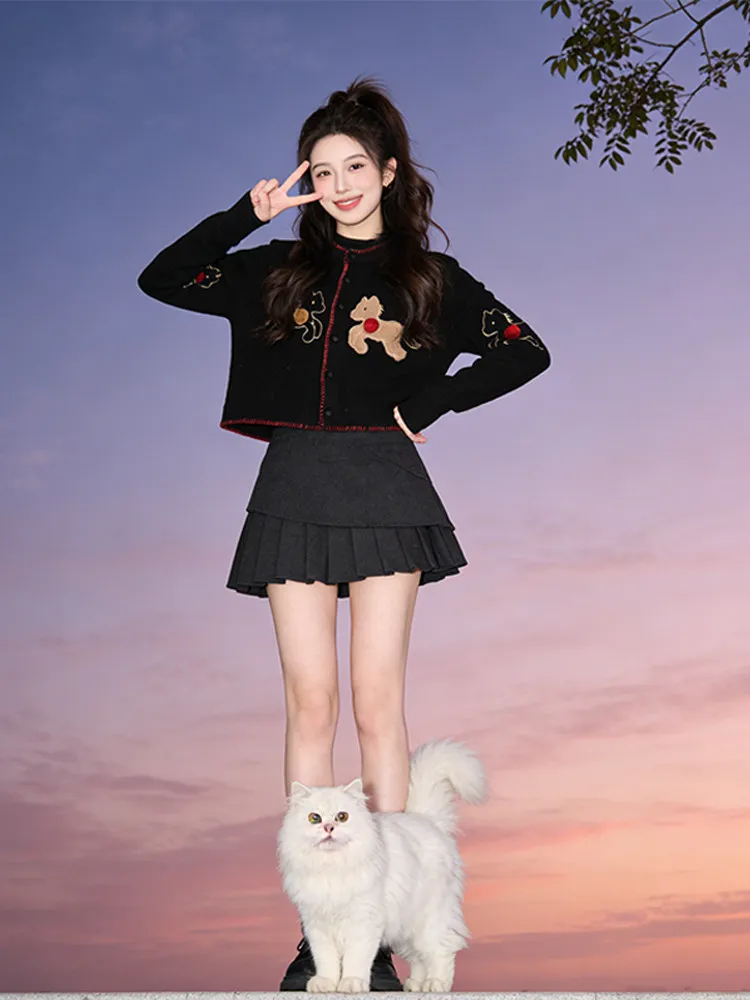 

Зимний женский вязаный длинный свитер свека премиум-класса с шариками для волос длиной до плеч, повседневный свободный крой среднего цвета