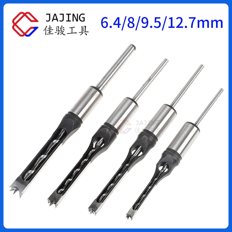 JAJING HSS Square Hole Drill Woodworking Drill Tools Auger Mortising Chisel Drill Set DIY Furniture Square Woodworking Drill