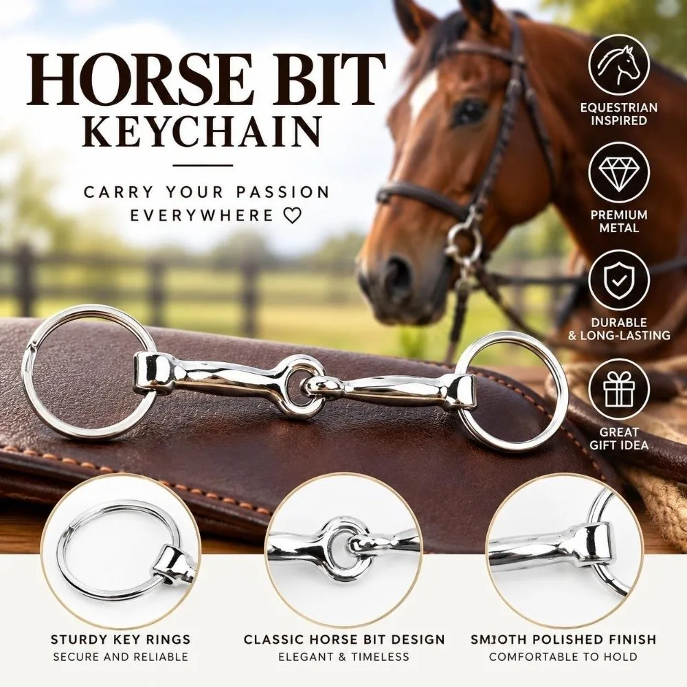 Zinc Alloy Snaffle Bit Keychain Silver Single Connector Equestrian Keychain Knot Design Durable Pelham Bit Keychain Gift Giving