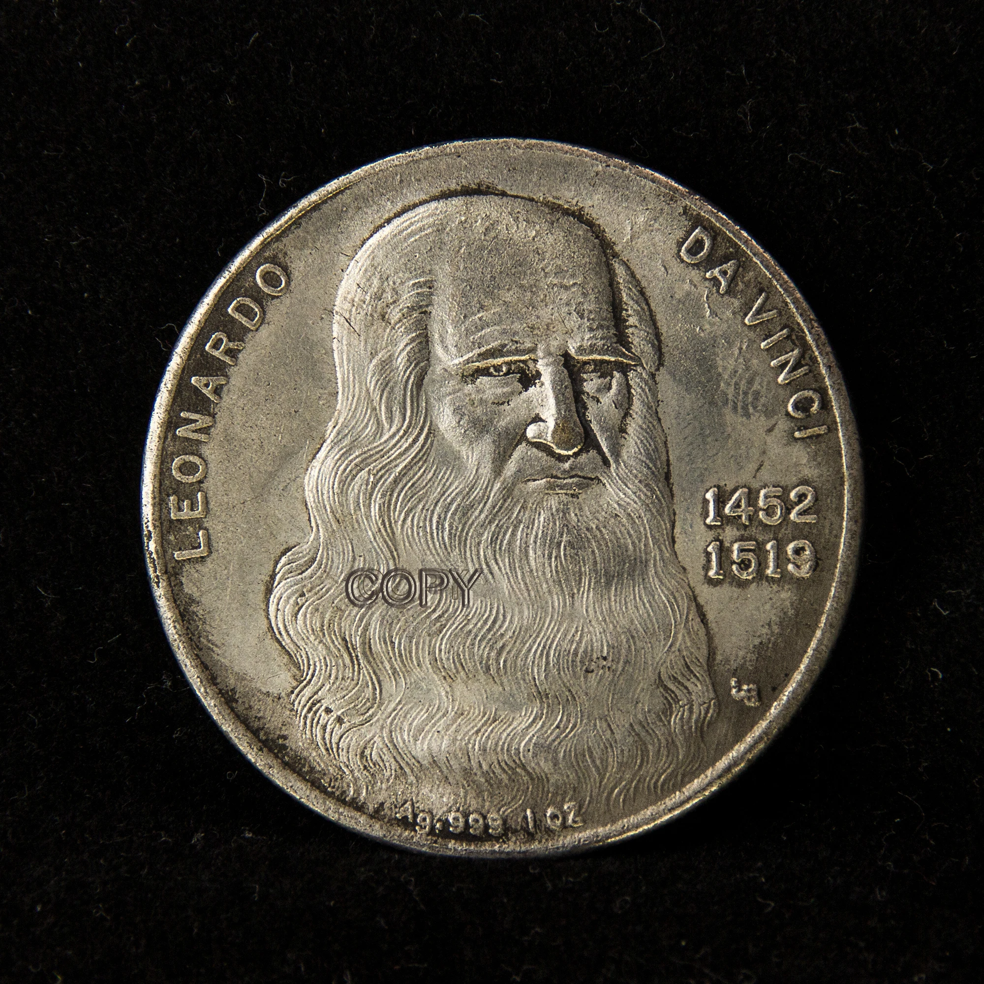 

Italy Painter Leonardo Da Vinci souvenir Antique Coin，Espana Famous Oil Painting ,Nude Maja，Body Art Portrait Embossed Coin