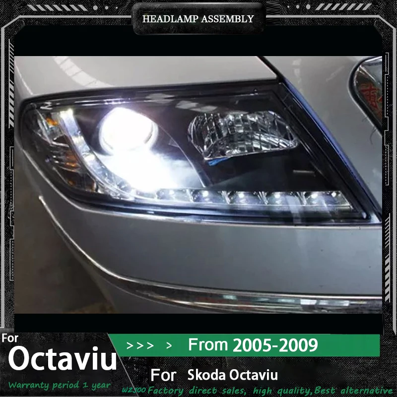 

Стайлинг автомобиля для фар Skoda Octavia 2005 2006 2007-2009 Octavia, головной свет DRL, указатель поворота, ближний свет, линза проектора