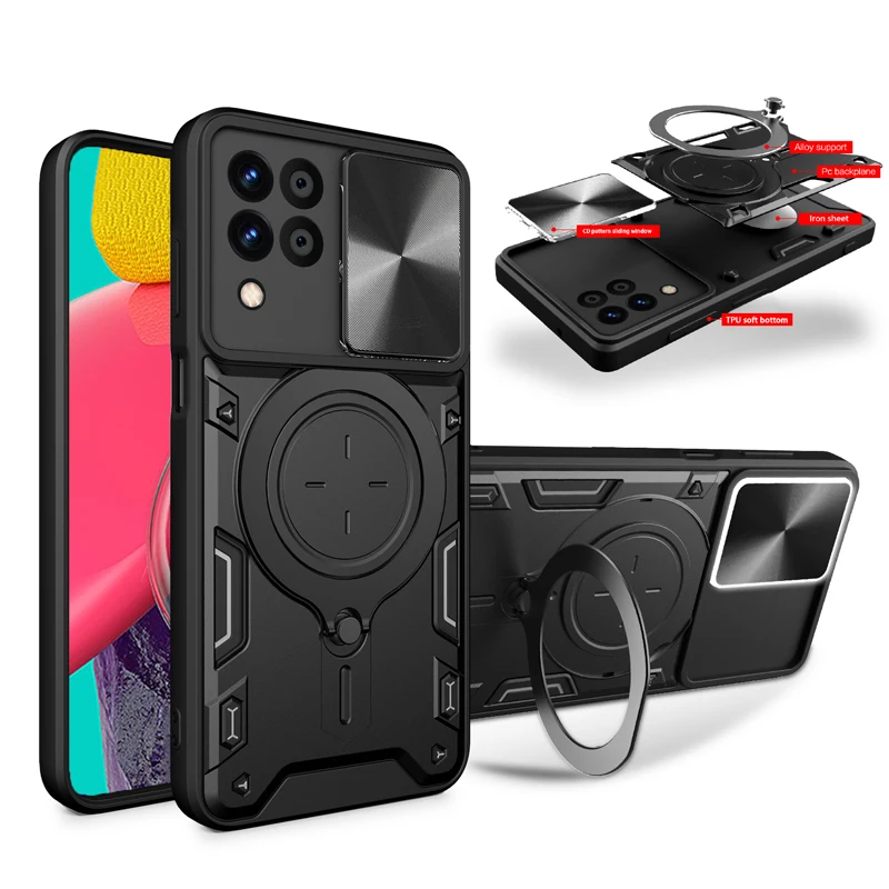 Back Cover For Samsung Galaxy M55 M54 M53 M35 M34 M33 M23 M17e M16 Note 20 Ultra Holder Magnetic Kickstand Heavy Phone Case