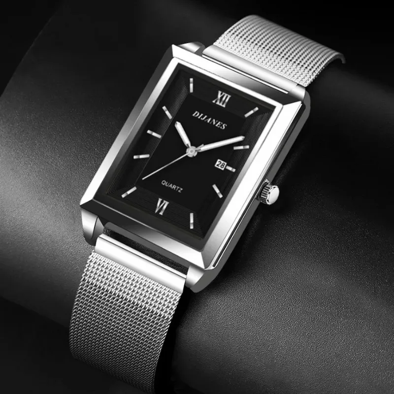 New Business Quartz Square Watch Leisure Student Wristwatch Male Fashion Luxury Brand Calendar Quartz Wrist Watch Часы Berny