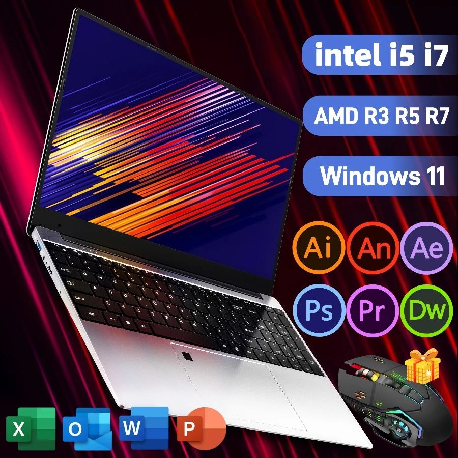15,6-дюймовые игровые ноутбуки Intel N5095, портативный ноутбук, ПК Core i5 i7, 16 ГБ DDR4, 1 ТБ, IPS, Windows11, клавиатура с подсветкой