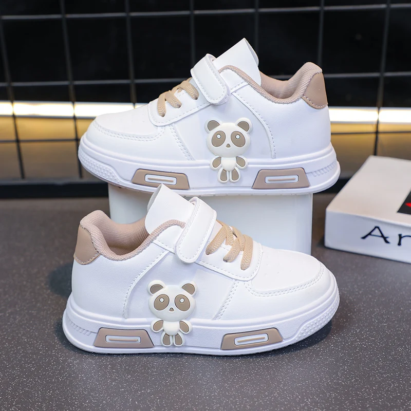 Children Sneaker Boys Casual Shoes White Leather Flat Student Walking Shoes Non-slip Girls Lightweight Sports Tennis Footwear