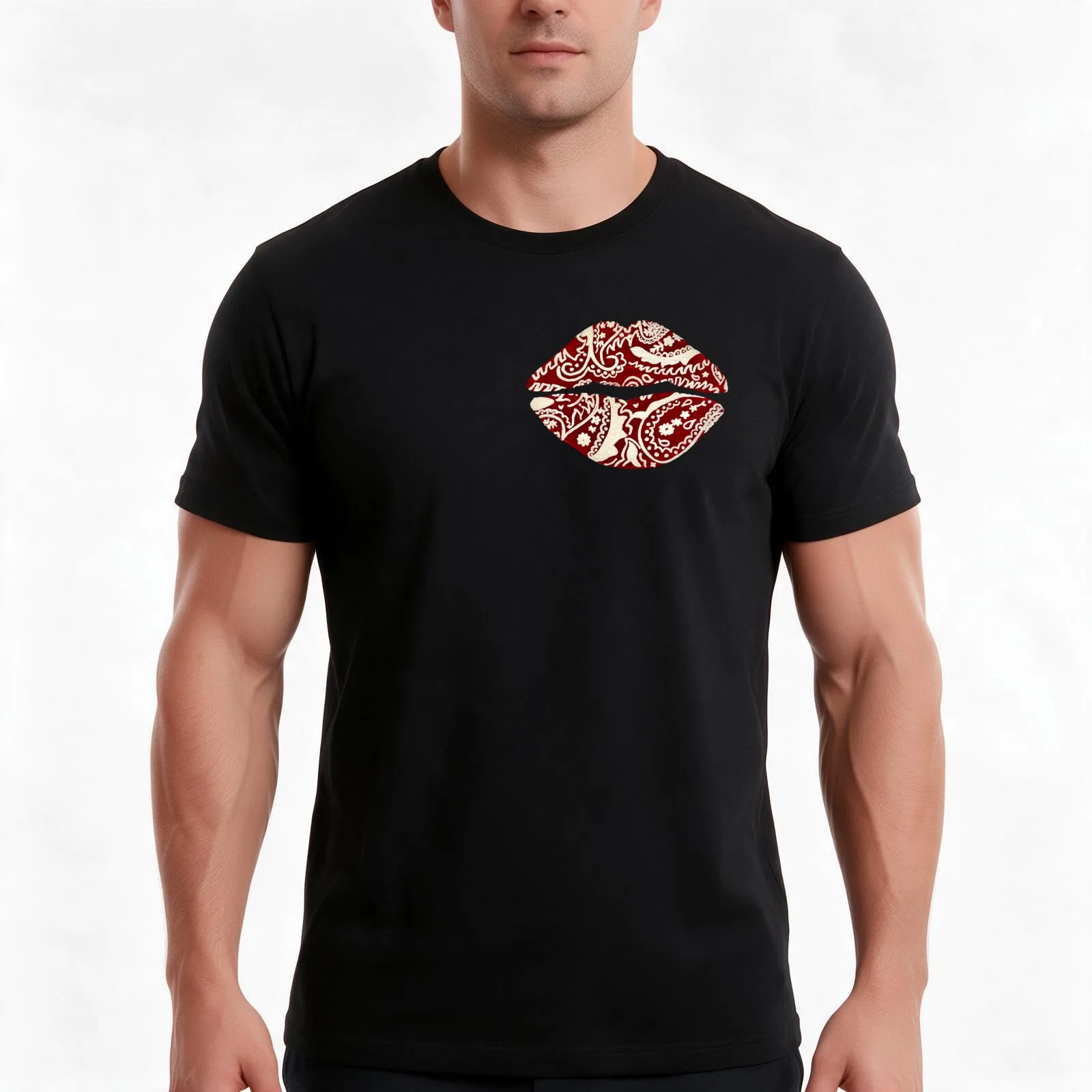 Blood Lips T-Shirt, Summer Casual Cotton Tee, Oversized Streetwear Tops, Vintage Graphic Print, Loose Fit Short Sleeve