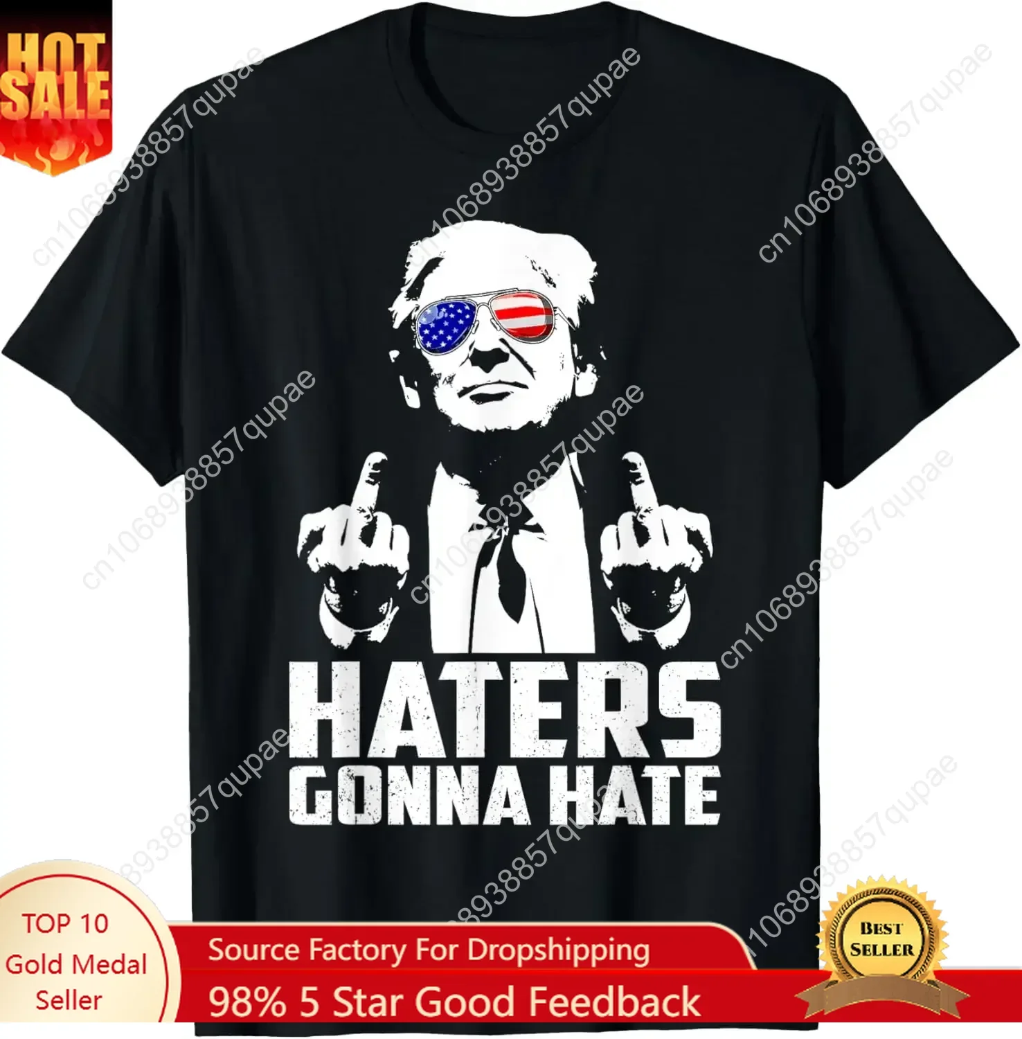 Funny Haters Gonna Hate President Donald Trump Middle Finger T-Shirt