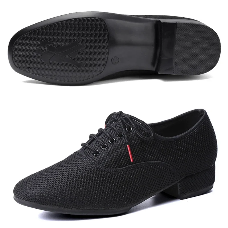 Scarpe da ballo latino maschile uomo Salsa Jazz Dancing Boys Ballroom Modern Tango Shoes Black Mesh Soft Sole Sneakers da allenamento uomo 39-46