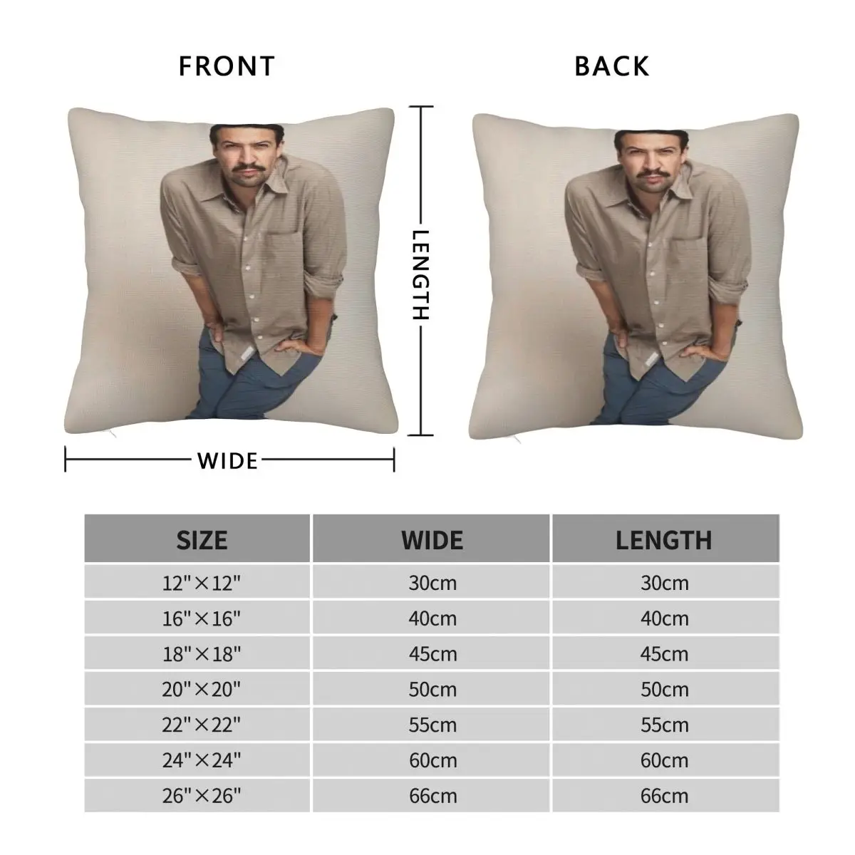 Quirky Lin-Manuel Miranda Square Pillowcase Polyester Linen Velvet Pattern Zip Decor Throw Pillow Case Home Cushion Cover