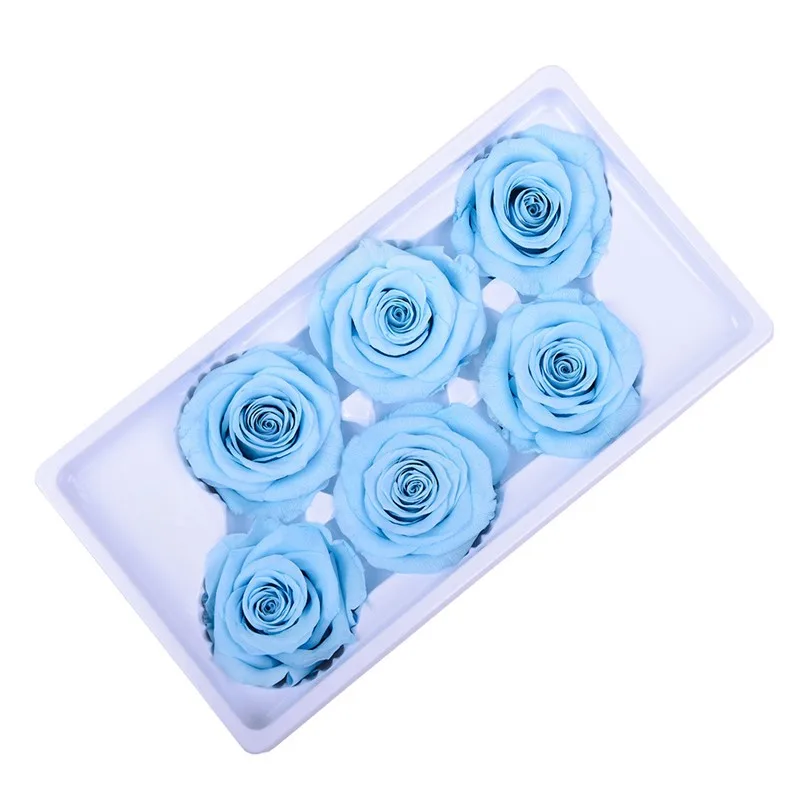 

6Pcs/Box High Quality Preserved Flower Rose Heads Immortal 5-6CM Diameter Mothers Day Gift Eternal Life Flower Material Gift Box