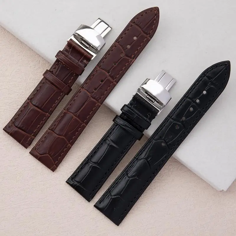 NFR Soft Genuine Cow Leather Watchband For Omega Strap For Seamaster 300 DE VILLE SPEEDMASTER Series Wristband 20mm Fold Buckle