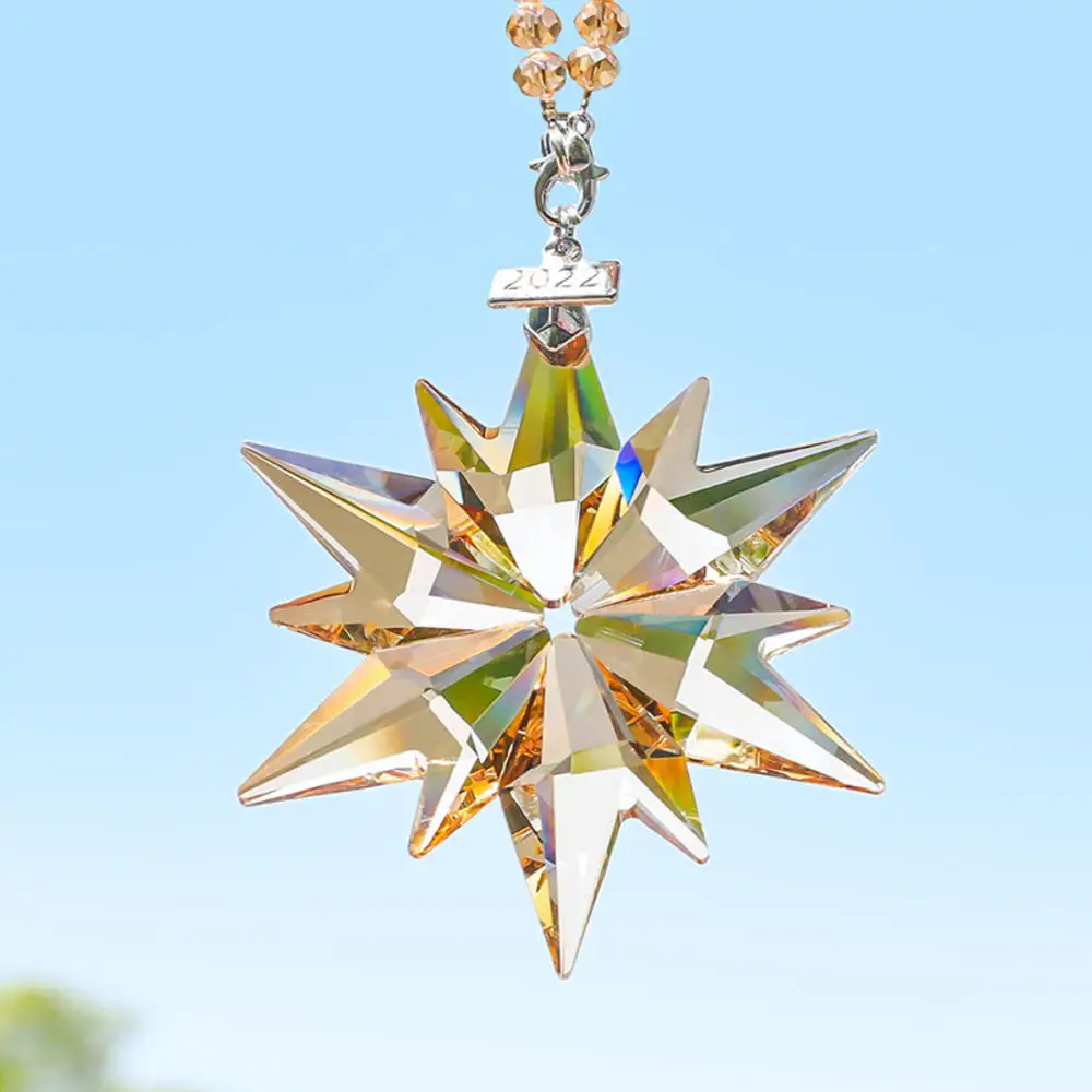 1pcs Colorful Car Pendant Decoration Transparent Crystal Snowflakes Art Car Hanging Ornaments Car Interior Accessories