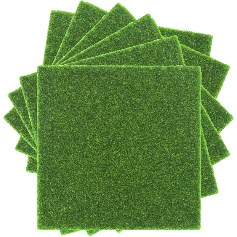 Artificial Mini Green Turf Rug, Fake Grass Mat For Fairy Garden Dollhouse Diorama Model Scene Tabletop Terrain Miniature Craft