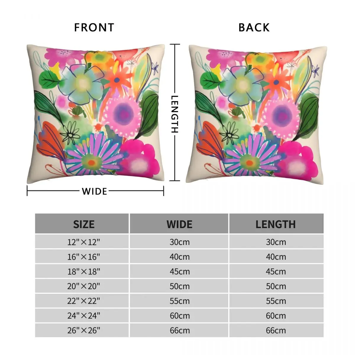 Bouquet #2 Square Pillowcase Polyester Linen Velvet Printed Zip Decorative Pillow Case Home Cushion Cover 18