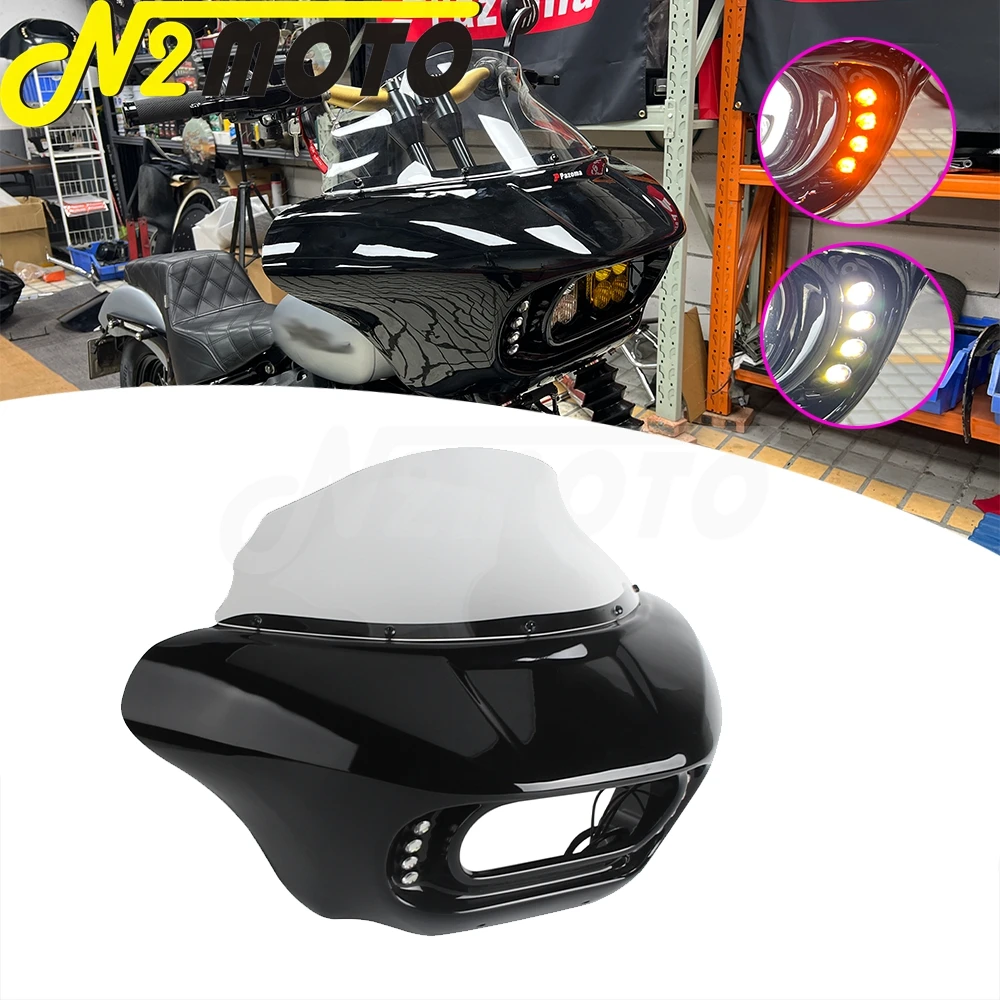 For Harley Softail M8 Street Bob FXBBS FXBB FXLR FXST Headlight Shark Fairing Motorcycle Club Style Fairing Windshield 2018-2026