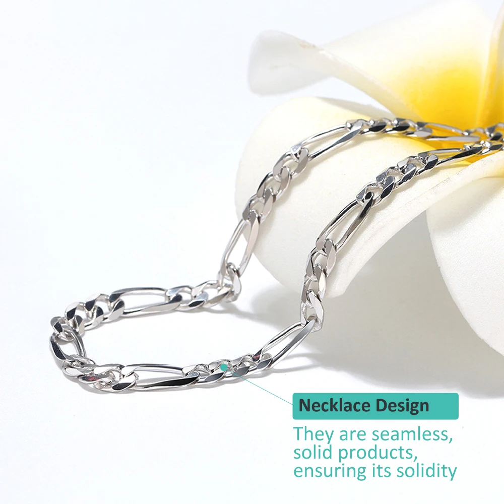 Daifuni S925 Sterling Silver 5MM Figaro Necklace For Men Women Teen Cuban Curb Fashion Jewelry Hip Hop Fine Chains Party Gift