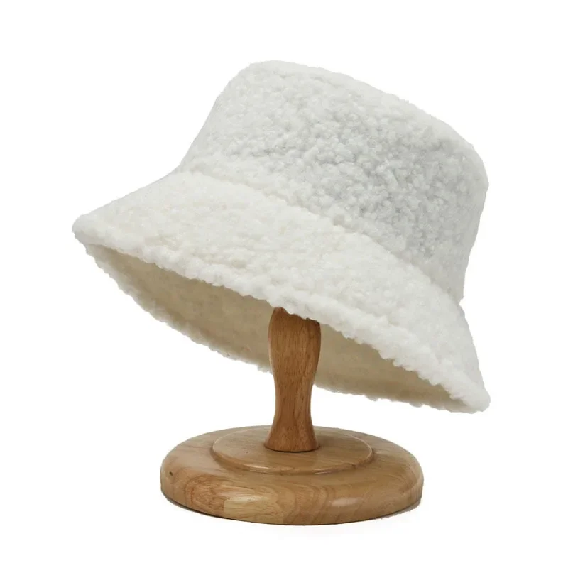 Warm Plush Soft and Comfortable Basin Hat Solid Color Lamb Wool Fisherman's Hat Autumn Winter Windproof Multi-color Bucket Hat