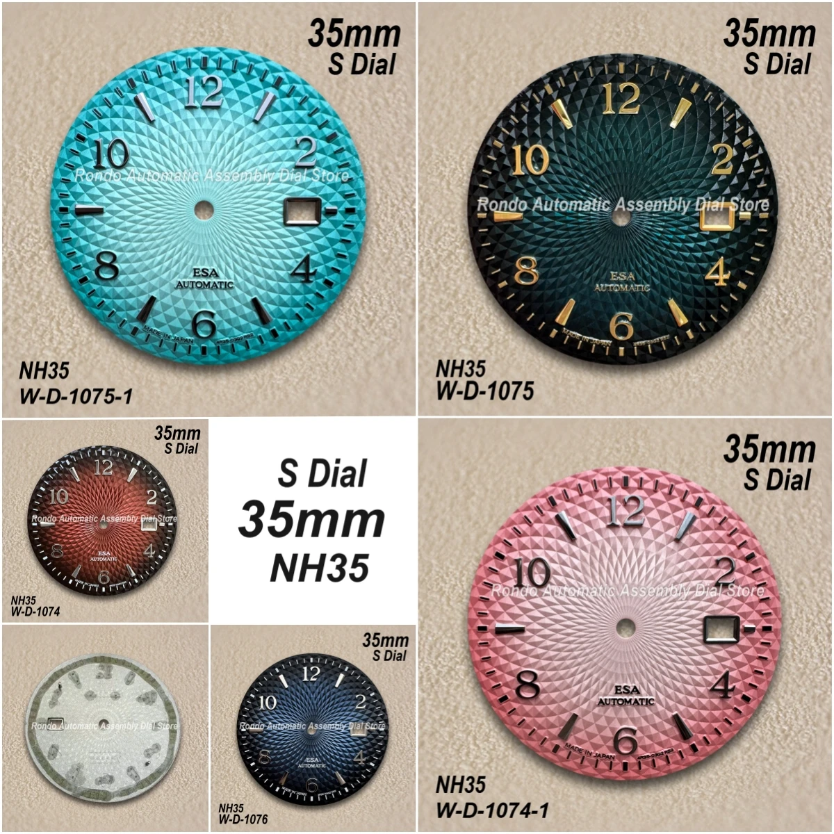 

Коктейльный циферблат с логотипом S, 35 мм, подходит для механизма NH35/NH36, высококачественный циферблат с текстурой синего лотоса, аксессуары для модификации часов