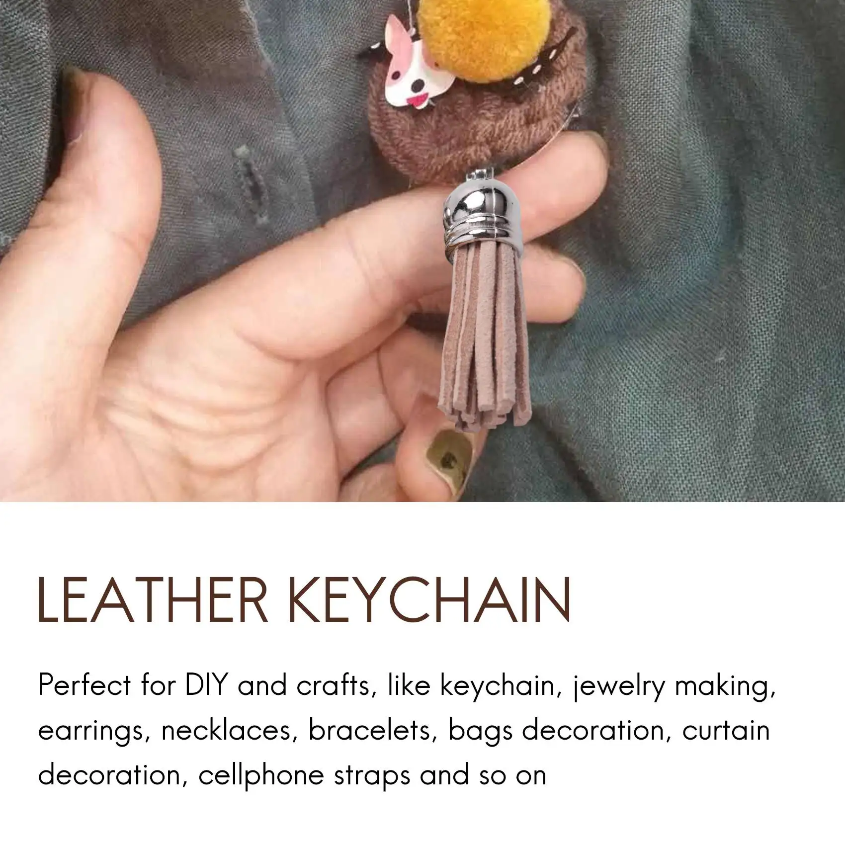 250 pçs/set chaveiro borlas pingentes de borla de couro colorido em massa para chaveiro diy e artesanato-abpp