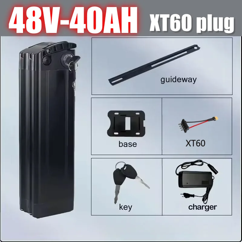 36V 48V52V 40ah Fahrad Silver Fish Akku Accu 20/30/40ah 48V Lithiumbatterij Motorbereik 250-1500W, Automotive-grade batterijcellen