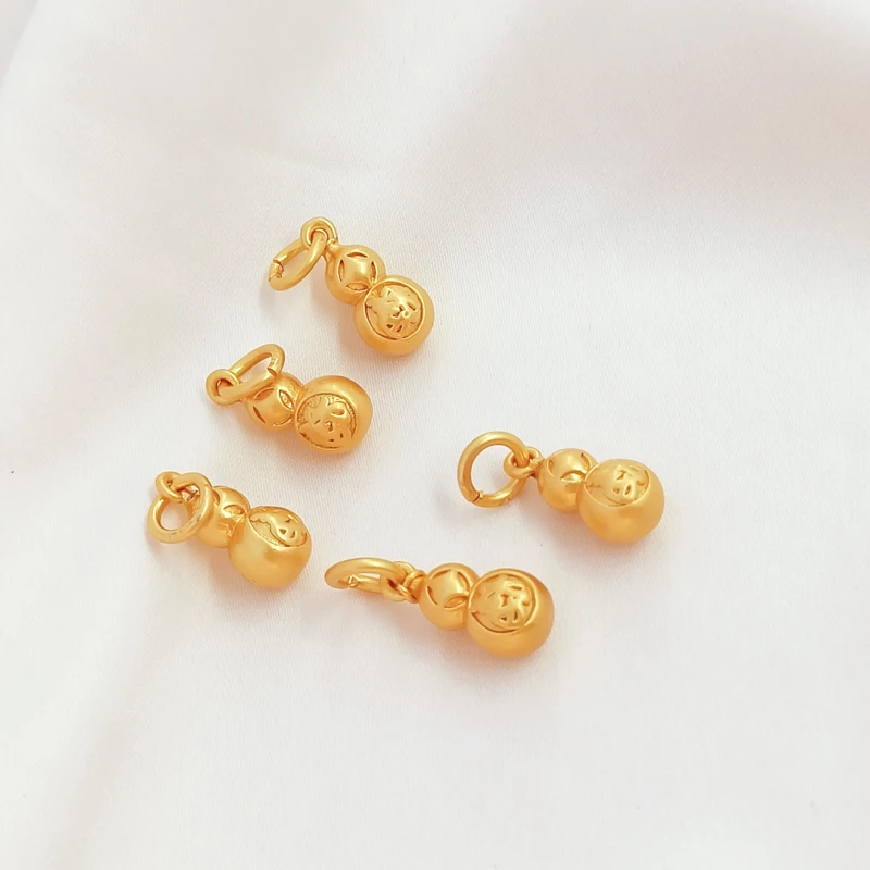 4 pieces  6x13mm  Dummy Gold Solid Double sided Lucky Gourd Pendant  DIY made jewelry discovery necklace earrings accessories