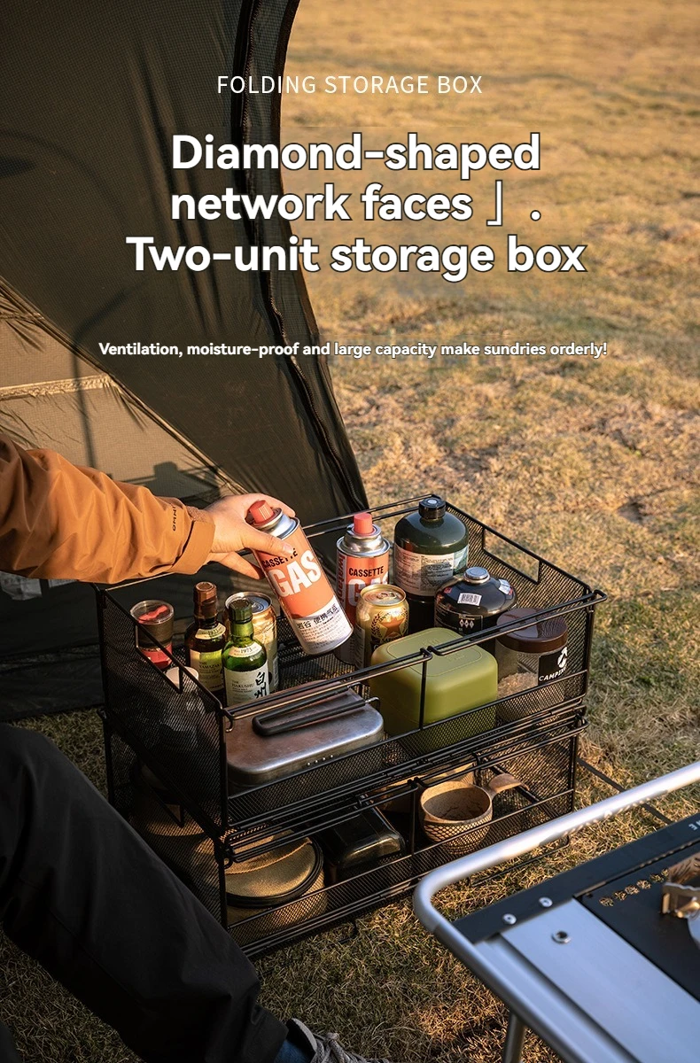 CK-51BK two unit half bar net cage camping home folding storage box multifunctional shelf