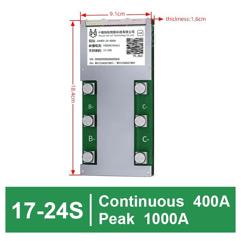 SMART BMS 400A 420A HighCurrent 4-30S BMS voor Lifepo4 Li-ion batterij met BT UART voor golfkar EV en industriële energieopslag