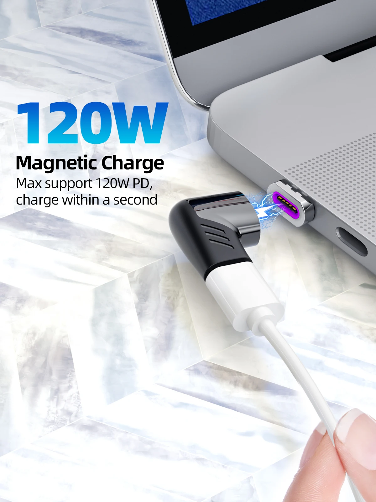 120W Usb C To Type C Magnetic Adapter Fast Charging Usb Type C Magnet Converter Magnetic Cable Right Angle Usbc Connector image 2