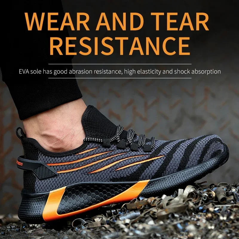 New 2026 Lightweight Breathable Men Safety Shoes Steel Toe Work Shoes For Men Anti-smashing Construction Sneaker With Reflective
